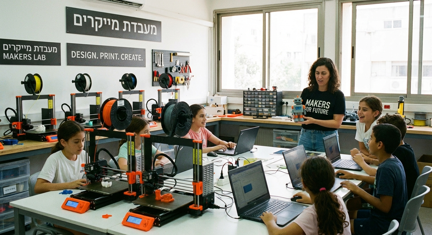 ילדים לומדים הדפסה תלת מימדית