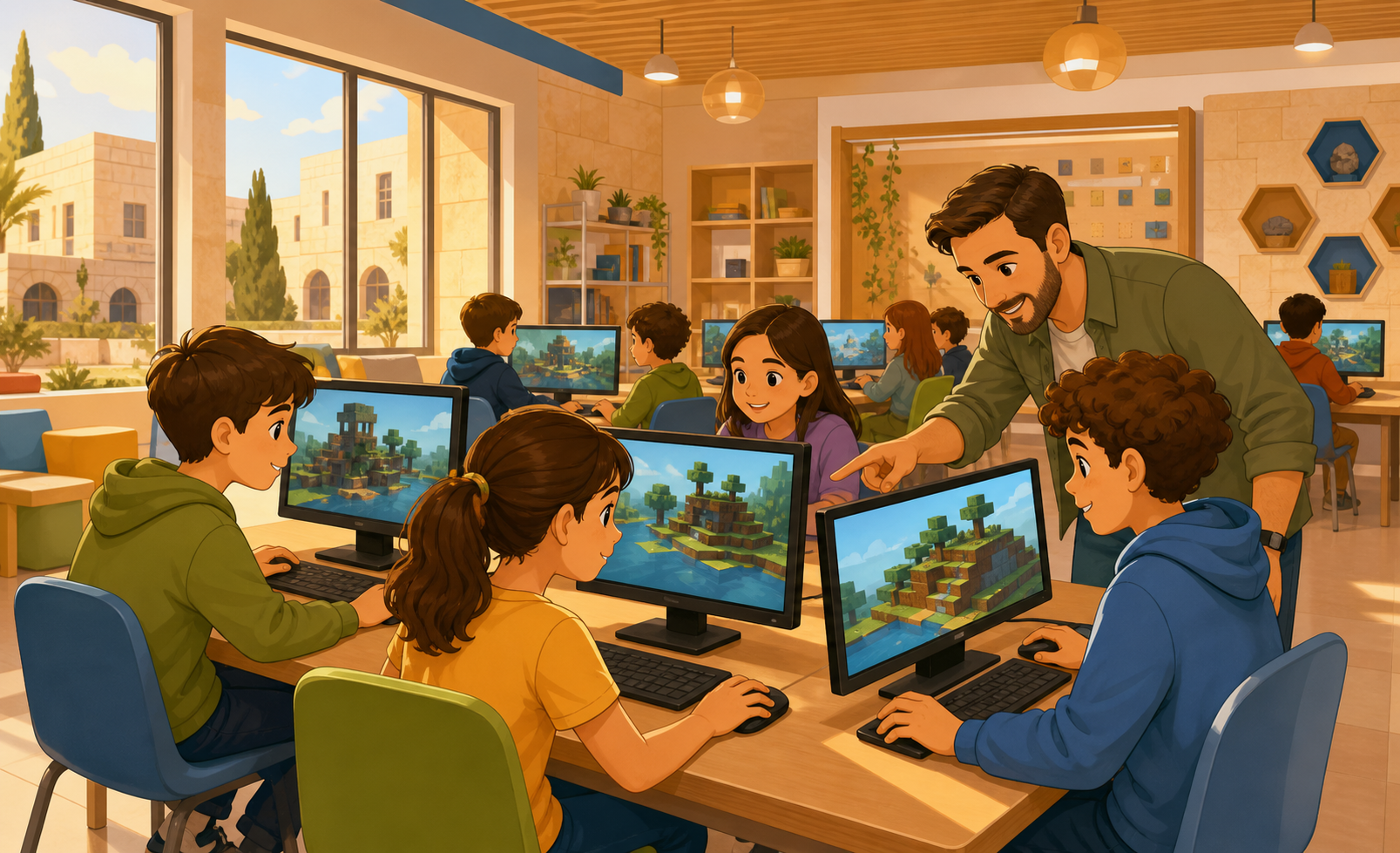 שכבה ד׳ בונה עולם בסגנון מיינקראפט ב־Craftom