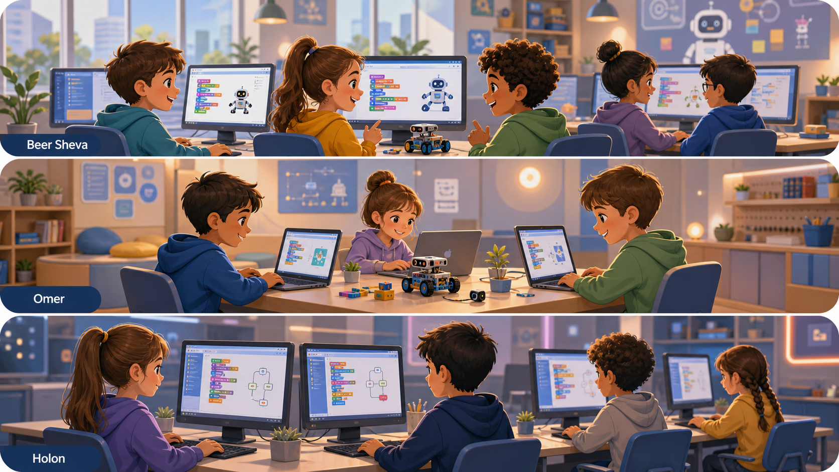ילדים לומדים טכנולוגיה ותכנות בעומר