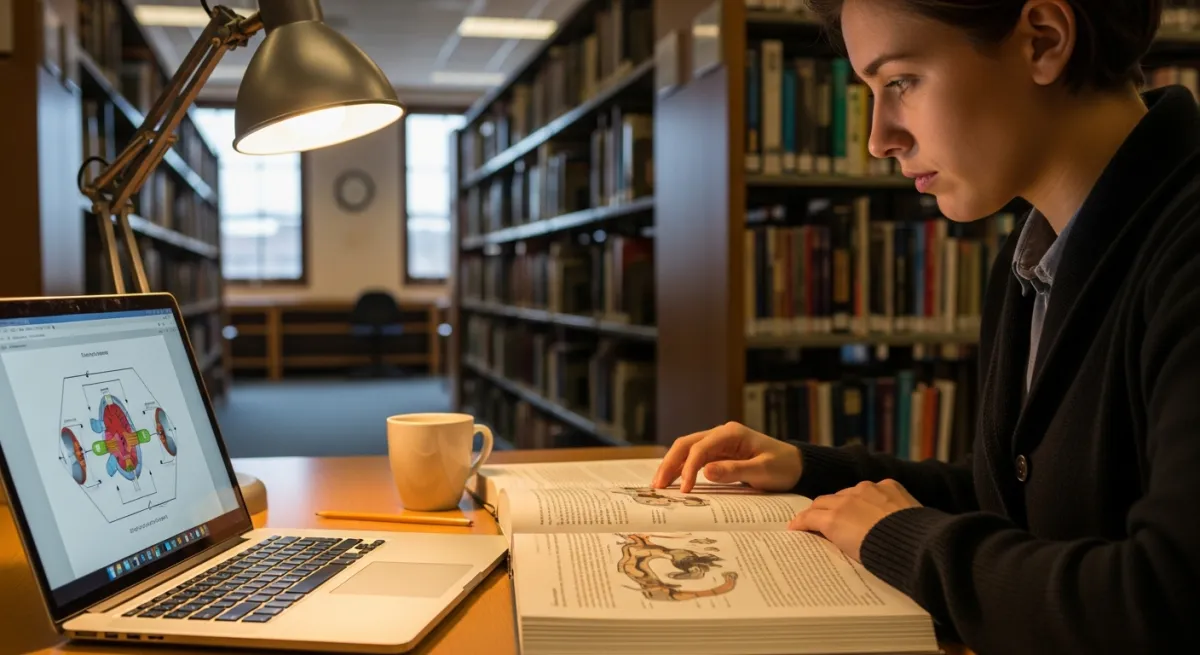 תלמיד בוחן מידע מ-AI בצורה ביקורתית ומשווה למקורות